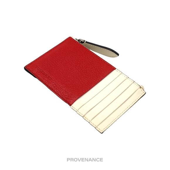 🔴 Burberry Two Tone Zip Card Wallet - Red/White - Picture 7 of 8